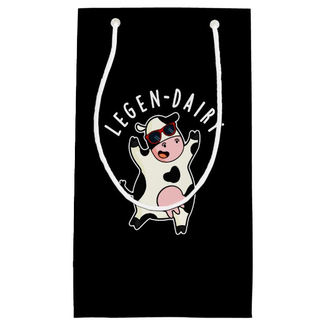 Legen-dairy Funny Cow Pun Dark BG Small Gift Bag (Front)