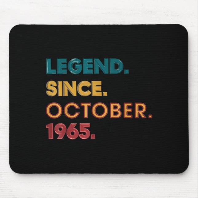 Legend 1965 60th Birthday For Men Women 60 Year Ol Mouse Pad (Front)