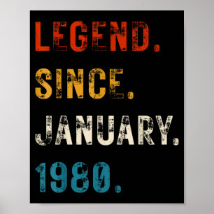 Legend 1980 46th Birthday Gifts For Men Women 46 Y Poster