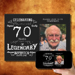 Legend 70th Birthday Photo Black Vintage Invitation<br><div class="desc">Celebrate a legend's 70th birthday with these unique black and white vintage style invitations. Perfect for honouring an individual who has achieved something legendary and deserves to be celebrated! These high-quality invites will help bring together friends and family to mark this special occasion. Don't miss out - start planning now...</div>