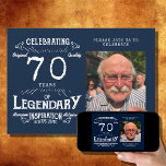 Legend 70th Birthday Photo Blue Vintage Invitation<br><div class="desc">Create a special birthday invitation for a legendary individual! The blue vintage design of this invitation looks timeless and elegant, plus you can add your favourite photo of the birthday person to make the invitation even more personalized. Let your guests know that they are invited to a truly special event...</div>