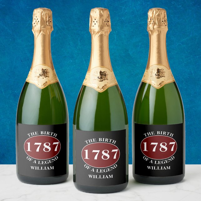 Legend Add Name And Year Black Birthday Sparkling Wine Label (Creator Uploaded)