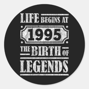 Legend Born in 1995 Retro Vintage Birthday Gift Classic Round Sticker