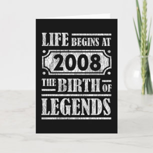 Legend Born in 2008 Retro Vintage Birthday Gift Card