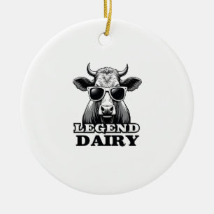 Legend Dairy Funny Farmer Cow Farmer Pun Graphic T Ceramic Ornament