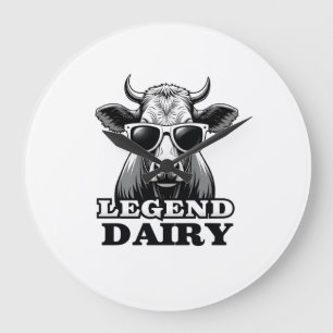 Legend Dairy Funny Farmer Cow Farmer Pun Graphic T Large Clock