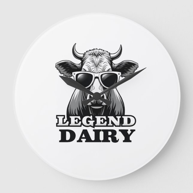 Legend Dairy Funny Farmer Cow Farmer Pun Graphic T Large Clock (Front)
