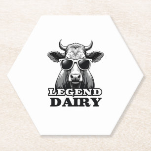 Legend Dairy Funny Farmer Cow Farmer Pun Graphic T Paper Coaster