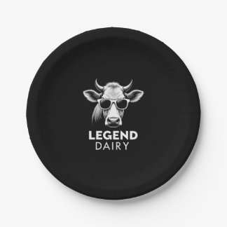 Legend Dairy Funny Farmer Cow Farmer Pun Graphic T Paper Plate