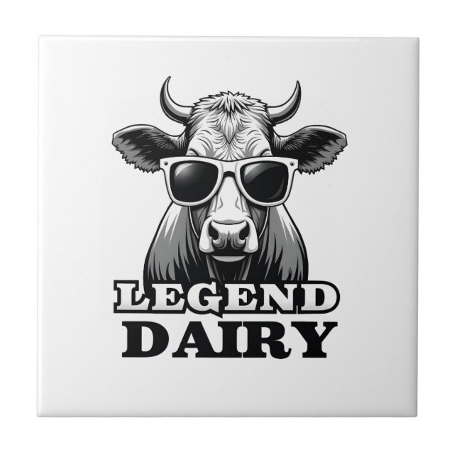 Legend Dairy Funny Farmer Cow Farmer Pun Graphic T Tile (Front)