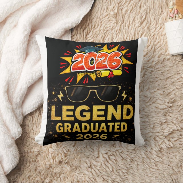 Legend Graduated 2026 Funny Graduation Design |pos Throw Pillow (Blanket)