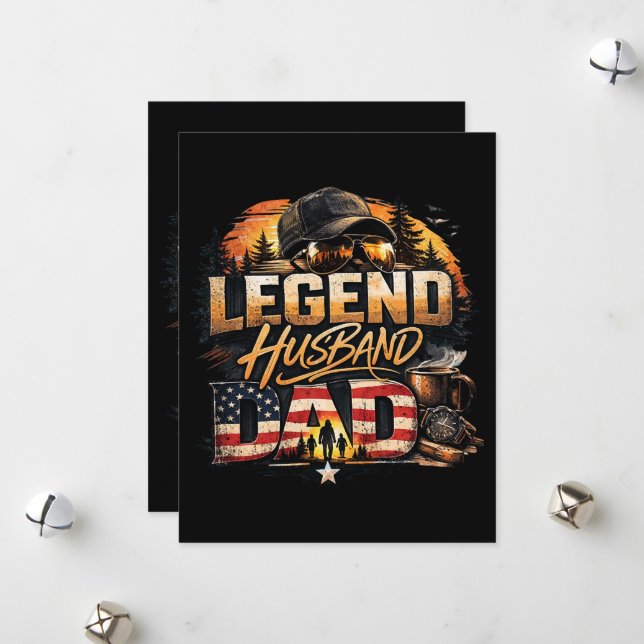 Legend Husband Dad Holiday Card (Front/Back In Situ)