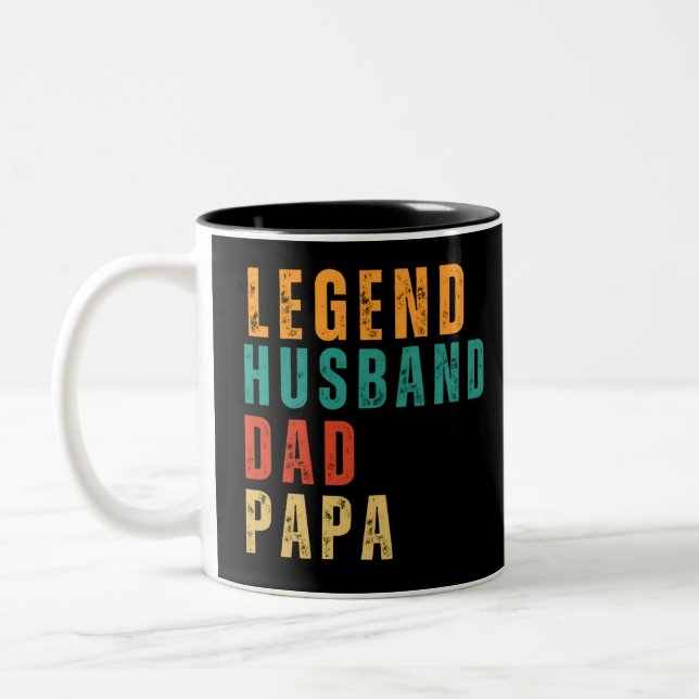 legend husband dad papa retro Two-Tone coffee mug (Left)
