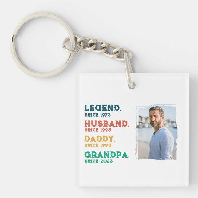 Legend Husband Daddy Grandpa Personalised T-Shirt Keychain (Front)