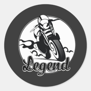 Legend Motorcycle T-Shirt Classic Round Sticker