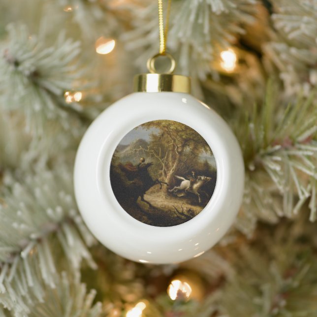Legend of Headless Horseman Halloween Ghost Ceramic Ball Christmas Ornament (Tree)