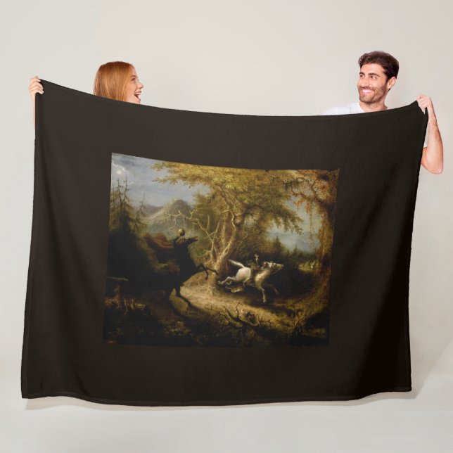 Legend of Headless Horseman Halloween Ghost Fleece Blanket (In Situ)