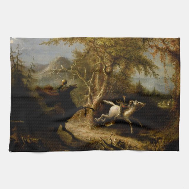 Legend of Headless Horseman Halloween Ghost Kitchen Towel (Horizontal)