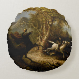 Legend of Headless Horseman Halloween Ghost Round Pillow