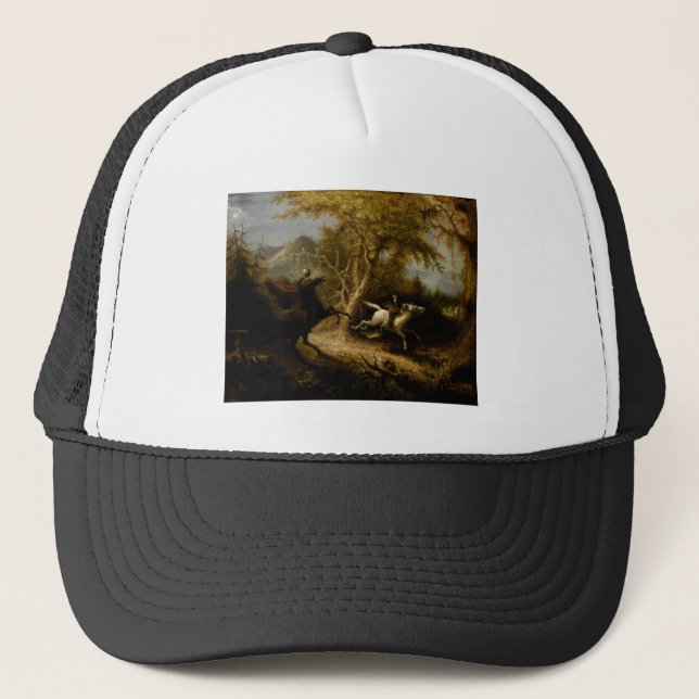 Legend of Headless Horseman Halloween Ghost Trucker Hat (Front)