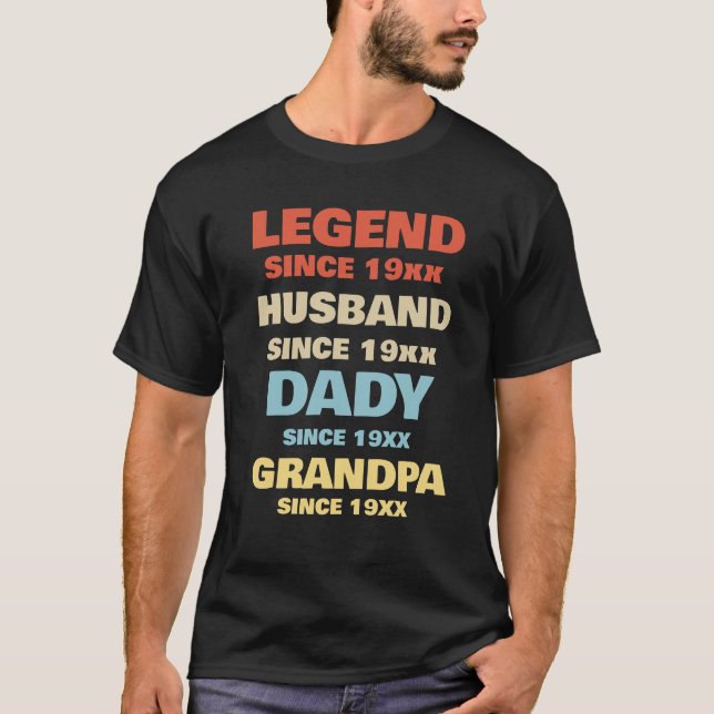 Legend Since 1965 Husband Daddy Grandpa T-Shirt (Front)