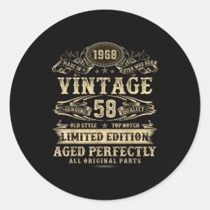 Legend Since 1968 Vintage 58th Birthday For Him Classic Round Sticker