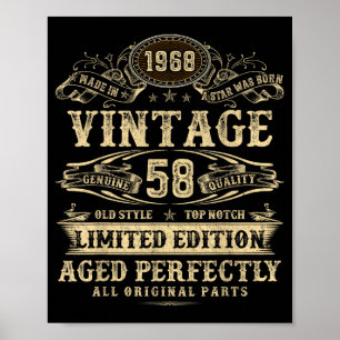 Legend Since 1968 Vintage 58th Birthday For Him Poster