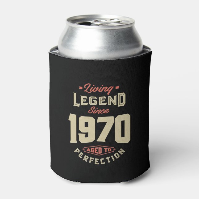 Legend Since 1970 Birthday Gift Can Cooler (Can Front)