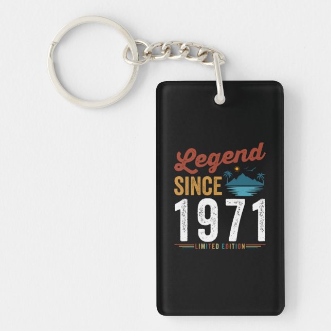 Legend Since 1971 Birthday Retro Vintage Keychain (Front)
