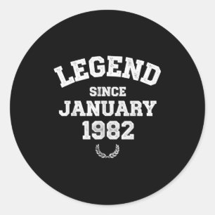 Legend Since 1982 For Men Women Birthday Outfit Me Classic Round Sticker