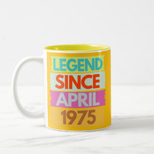 Legend Since April 1975 50th Birthday Gift 50 Year Two-Tone Coffee Mug
