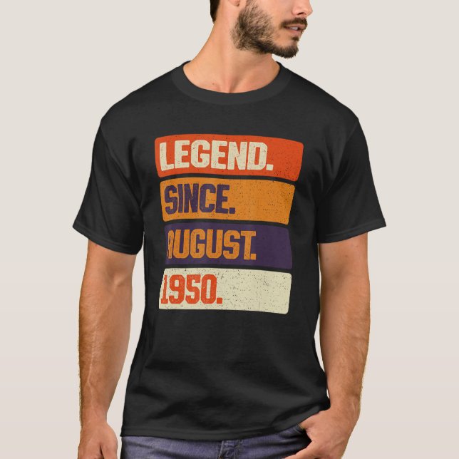 Legend Since August 1950 Retro 73 Years Old 73rd B T-Shirt (Front)