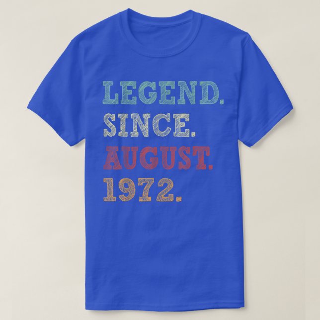 Legend Since August 1972 Awesome Since August 1972 T-Shirt (Design Front)