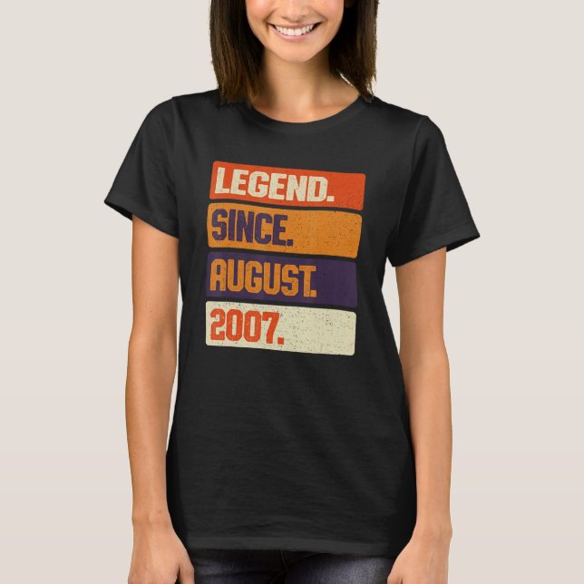 Legend Since August 2007 Retro 16 Years Old 16th B T-Shirt (Front)