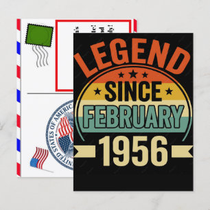 Legend Since February 1956 Vintage Birthday Retro Holiday Postcard