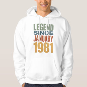 Legend Since January 1981 Retro Birthday Classic Hoodie
