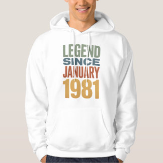 Legend Since January 1981 Retro Birthday Classic Hoodie