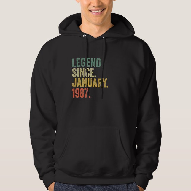 Legend Since January 1987 36 Years Old  36th Birth Hoodie (Front)