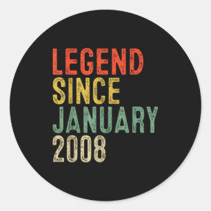 Legend Since January 2008 18th Birthday 18 Year Ol Classic Round Sticker