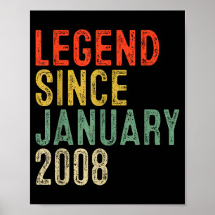 Legend Since January 2008 18th Birthday 18 Year Ol Poster