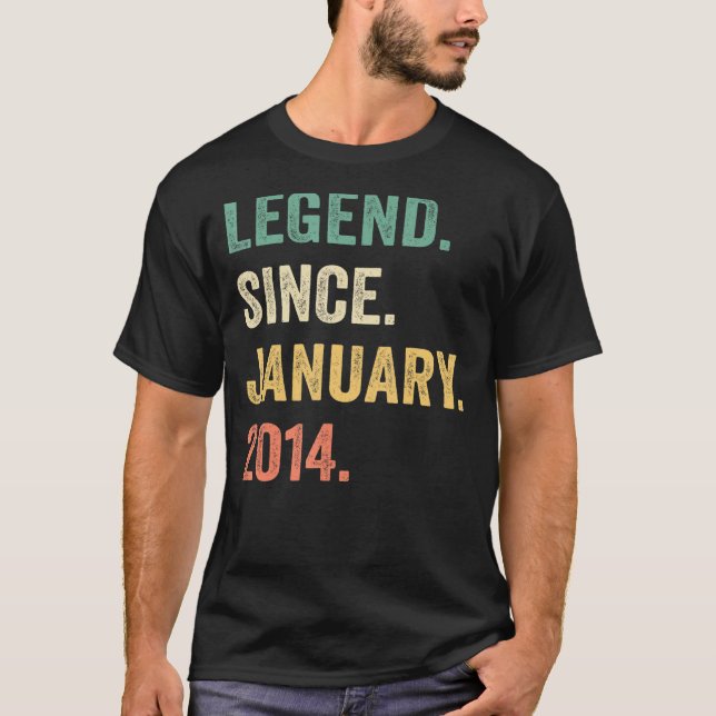 Legend Since January 2014 9th Birthday  9 Years Ol T-Shirt (Front)