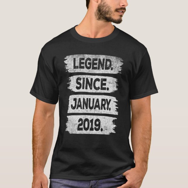 Legend Since January 2019 4 Years Old 4th Birthday T-Shirt (Front)
