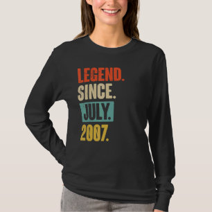 Legend Since July 2007 15 Year Old 15th Birthday T-Shirt