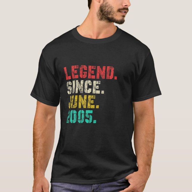 Legend Since June 2005 Distressed 16Th Birthday 16 T-Shirt (Front)