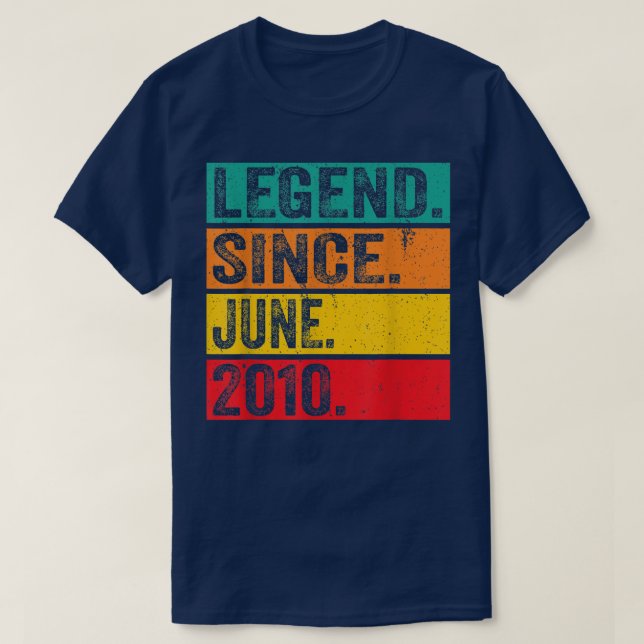 Legend Since June 2010 12 Years Old 12th Birthday  T-Shirt (Design Front)