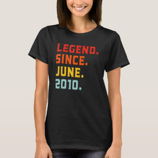 Legend Since June 2010 12th Birthday Vintage 12 Ye T-Shirt