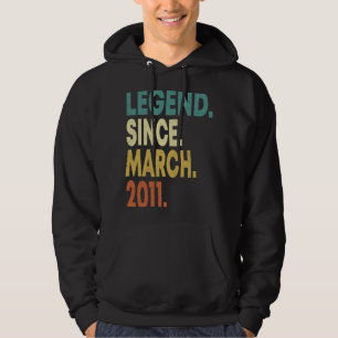 Legend Since March 2011 12th Birthday  12 Years Ol Hoodie