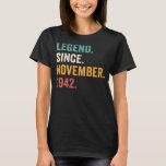 Legend Since November 1942 80th Birthday  80 Years T-Shirt<br><div class="desc">Legend Since November 1942 80th Birthday  80 Years Old 1</div>