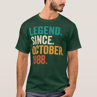 Legend Since October 1988 34 Years Old Gifts 34th  T-Shirt