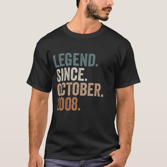 Legend Since October 2008 14th Birthday  14 Years  T-Shirt (Front)
